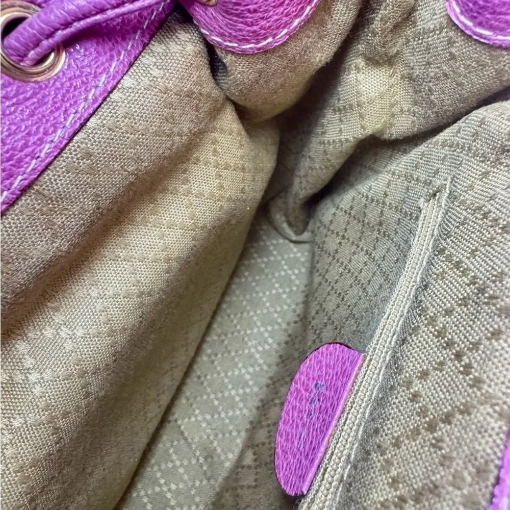 GUCCI Vintage Fuchsia Pink Suede Leather Mini Bamboo Backpack Napsack Auth